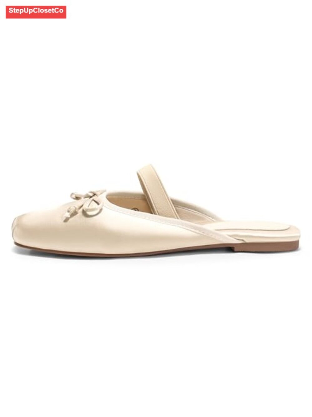 Womens Satin Ballet Flats Mules Bow Square Toe Slip On Dress Shoes